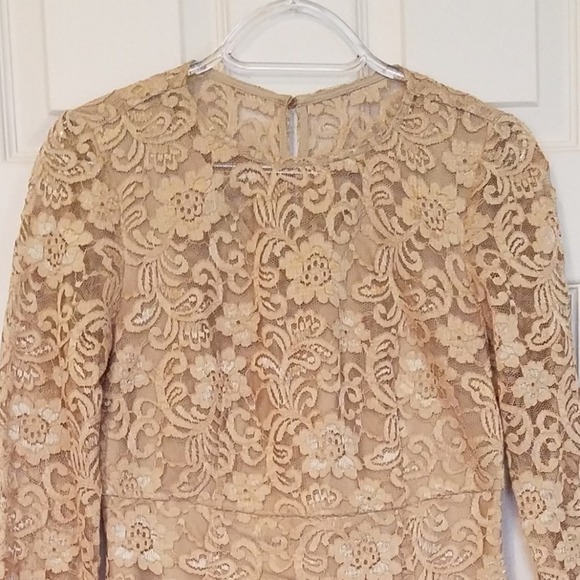 Nanette Lepore Gold Lace Dress Size 2 - Picture 5 of 8